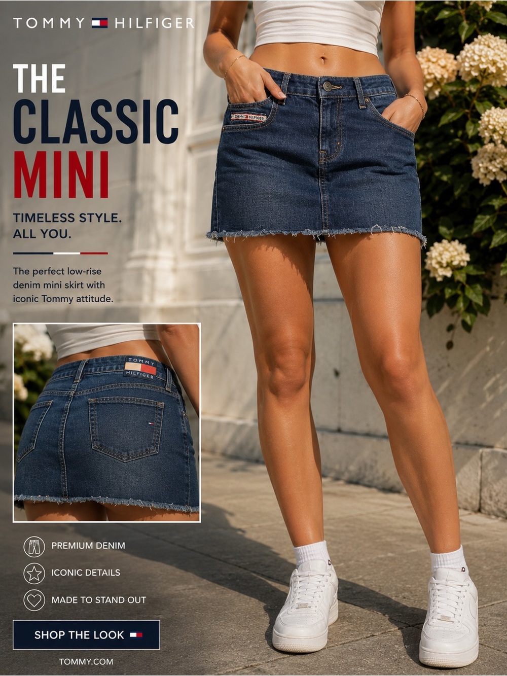 Tommy Hilfiger Raw-Hem Denim Mini Skirt - Dark Blue